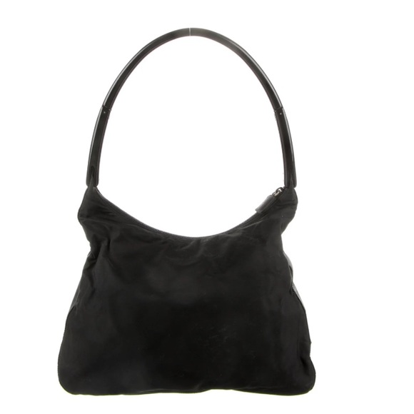 Prada Lucite Handle Hobo Bag Black Tessuto Nylon Jacquard Lined - Picture 3 of 5